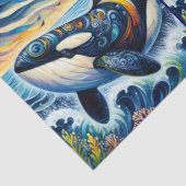 Whimsical Orca Whale Beach Coastal Decoupage  薄葉紙 (詳細)