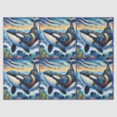 Whimsical Orca Whale Beach Coastal Decoupage  薄葉紙 (正面)