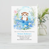  whimsical Otter Watercolor Boy Baby Shower 招待状 (スタンド正面)