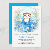  whimsical Otter Watercolor Boy Baby Shower 招待状 (正面/裏面)
