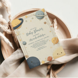 Whimsical Outer Space Baby Shower 招待状
