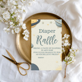 Whimsical Outer Space Baby Shower Diapper Raffle エンクロージャーカード