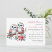 Whimsical Owl Couple Woodland Bridal Shower 招待状 (スタンド正面)