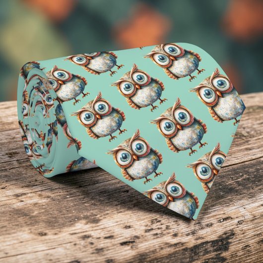 Whimsical Owl Custom Necktie Tie ネクタイ