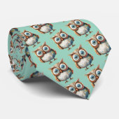 Whimsical Owl Custom Necktie Tie ネクタイ (ロール)