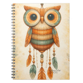 Whimsical Owl Dreamcatcher Boho ノートブック