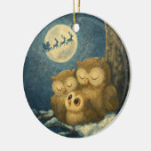 Whimsical Owl Family Christmas Eve Baby Owlet セラミックオーナメント (左)