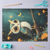 Whimsical Owl Fantasy Decoupage Paper in Teal  薄葉紙 (クラフト)