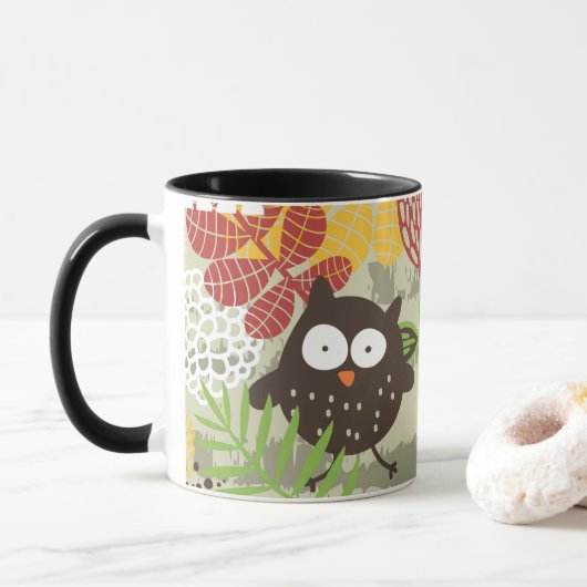 Whimsical owl Mug マグカップ (ドーナツ)