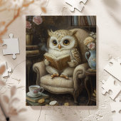 Whimsical Owl Reading Art Print ジグソーパズル