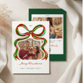 Whimsical Painted Bow Christmas Photo Card 招待状
