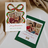 Whimsical Painted Bow Christmas Photo Card 招待状
