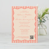 Whimsical Painted Pinstripes Wedding QR Code 招待状 (スタンド正面)