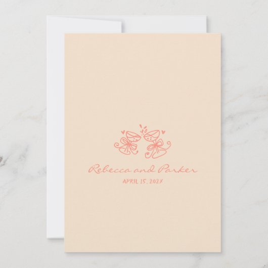 Whimsical Painted Pinstripes Wedding QR Code 招待状 (裏面)