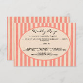 Whimsical Painted Pinstripes Wedding RSVP Card 招待状 (正面/裏面)