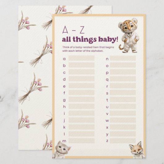 Whimsical Pajama Animals: All Things Baby Game  便箋 (正面/裏面)