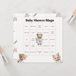 Whimsical Pajama Animals: Baby Shower Bingo カード