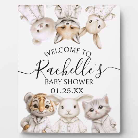 Whimsical Pajama Animals: Soft Pastel Party Accent フォトプラーク (正面)