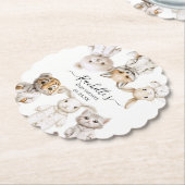 Whimsical Pajama Animals: Soft Pastel Party Accent ペーパーコースター (アングル)