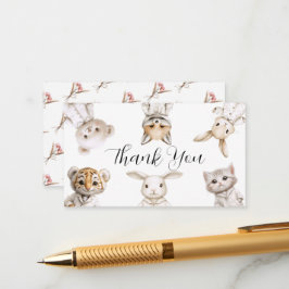 Whimsical Pajama Animals: Thank You エンクロージャーカード