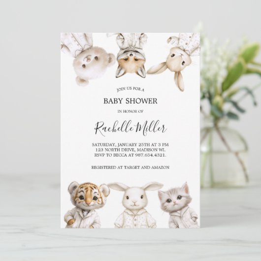 Whimsical Pajama Parade: Baby Shower Invitation 招待状 (スタンド正面)