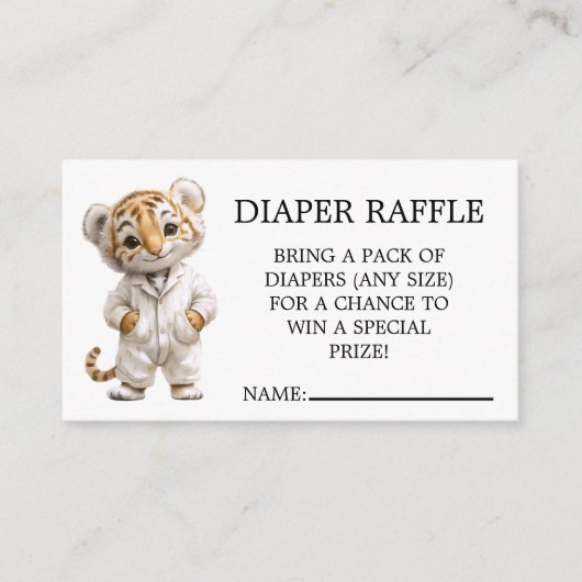 Whimsical Pajama Parade Tiger Diaper Raffle エンクロージャーカード (正面)