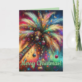Whimsical Palm Tree – Tropical Beach Holiday Glow シーズンカード