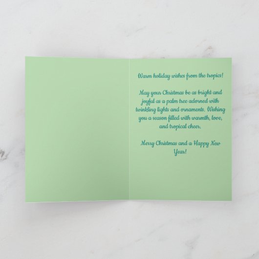 Whimsical Palm Tree – Tropical Beach Holiday Glow シーズンカード (内部)