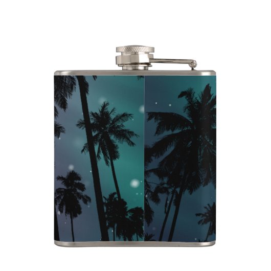 Whimsical Palm Trees and Starry Night Personalised フラスク (裏面)