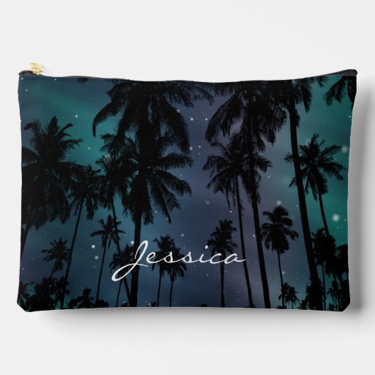 Whimsical Palm Trees Starry Night Sky Personalised アクセサリーポーチ (正面)