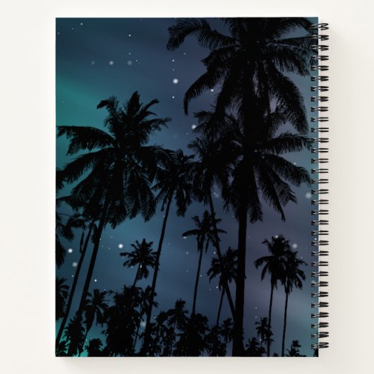 Whimsical Palm Trees Starry Night Sky Personalised ノートブック (裏面)