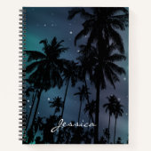 Whimsical Palm Trees Starry Night Sky Personalised ノートブック (正面)
