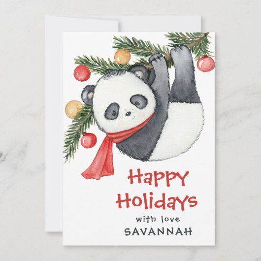 Whimsical Panda Classroom Christmas シーズンカード (正面)