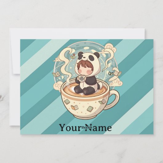  Whimsical Panda Coffee Greeting Card シーズンカード (裏面)