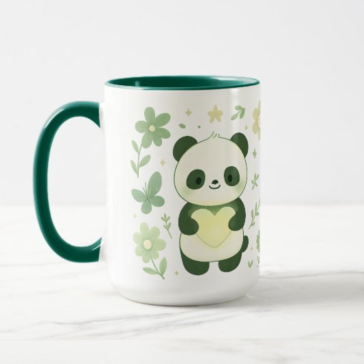    Whimsical Panda Heart Ceramic Mug マグカップ (左)