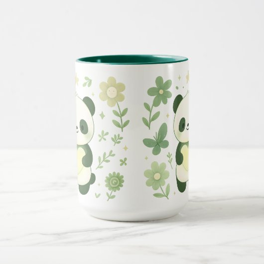 Whimsical Panda Heart Ceramic Mug マグカップ (中央)