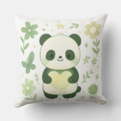 Whimsical Panda Heart Throw Pillow クッション (裏面)