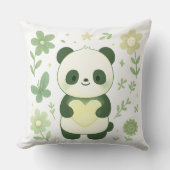 Whimsical Panda Heart Throw Pillow クッション (正面)
