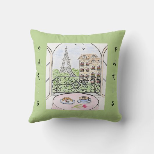 Whimsical Paris and Eiffel Tower  クッション (裏面)