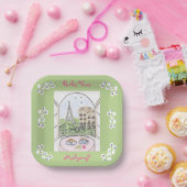 Whimsical Paris and Eiffel Tower Parley MAHJONG ペーパープレート (パーティー)