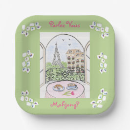 Whimsical Paris and Eiffel Tower Parley MAHJONG ペーパープレート