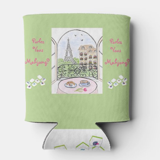 Whimsical Paris and Eiffel Tower Parley MAHJONG 缶クーラー (裏面)