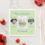 Whimsical Paris Eiffel Tower Bisou Kiss PHOTO スタンダードランチョンナプキン (インサイチュ)