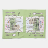 Whimsical Paris Eiffel Tower Cutlery キッチンタオル (横)