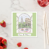 Whimsical Paris Eiffel Tower I Adore You! スタンダードカクテルナプキン (インサイチュ)