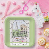 Whimsical Paris Eiffel Tower I Adore You! ペーパープレート (パーティー)