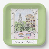 Whimsical Paris Eiffel Tower I Adore You! ペーパープレート (正面)