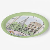 Whimsical Paris Eiffel Tower I Adore You! Round ペーパープレート (アングル)