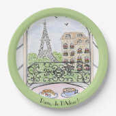 Whimsical Paris Eiffel Tower I Adore You! Round ペーパープレート (正面)