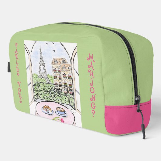 Whimsical Paris Eiffel Tower MAHJONG Zip Tile Bag ドップキット (右コーナー)